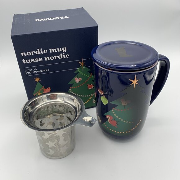 Davids Tea Color Changing Nordic Mug Christmas Tree Navy W/Infuser - Picture 15 of 16